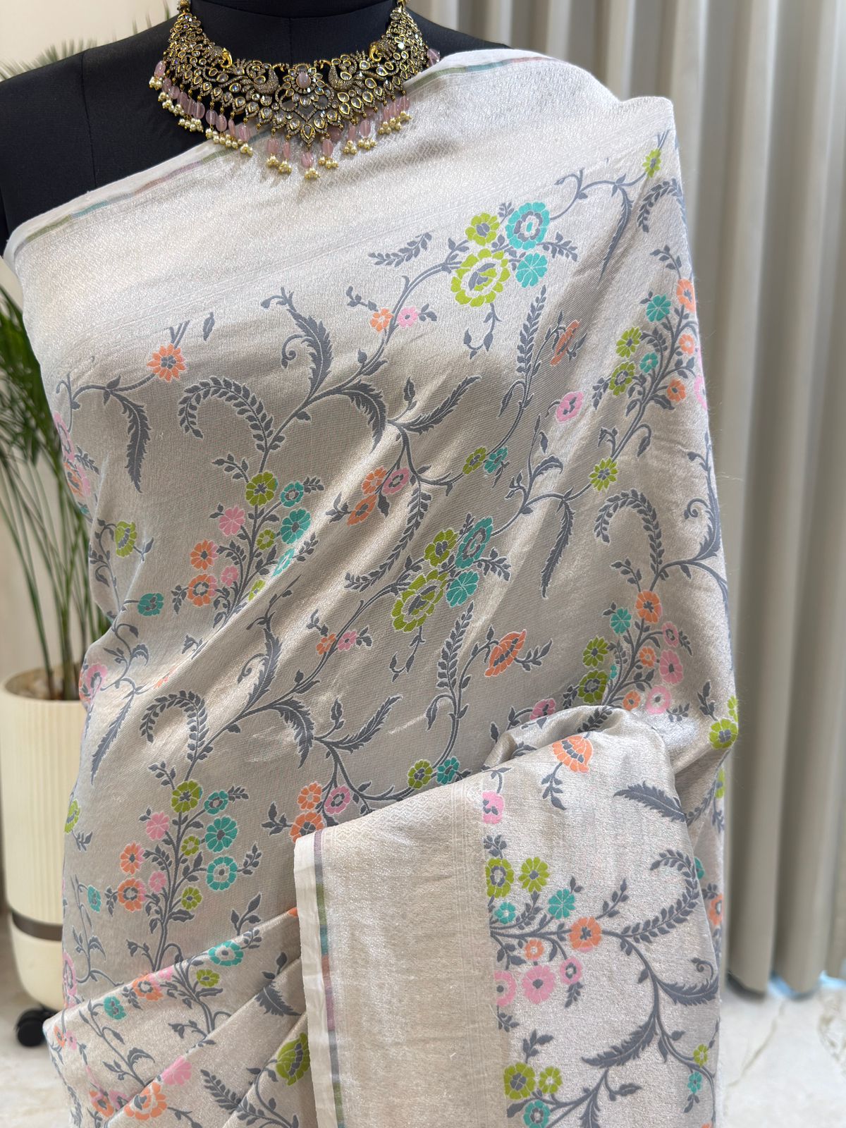 Pristine White and Silver Zari Saree