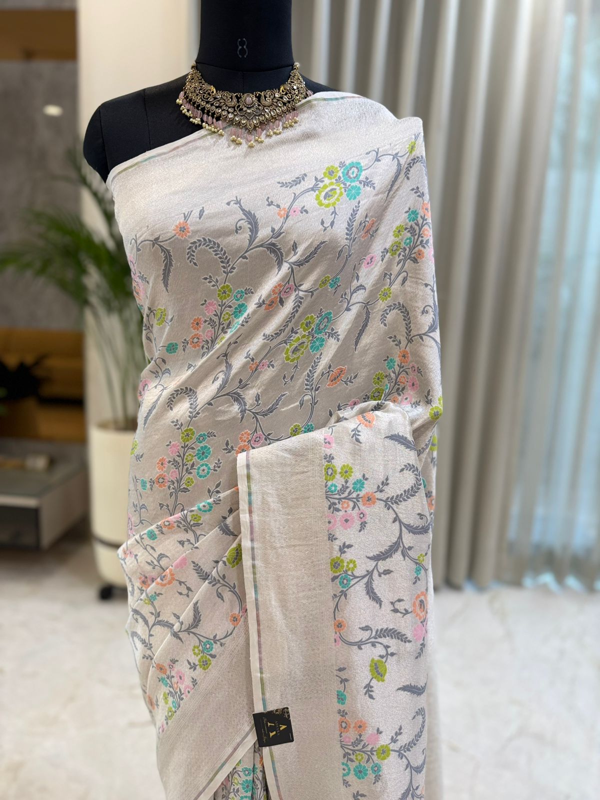 Pristine White and Silver Zari Saree