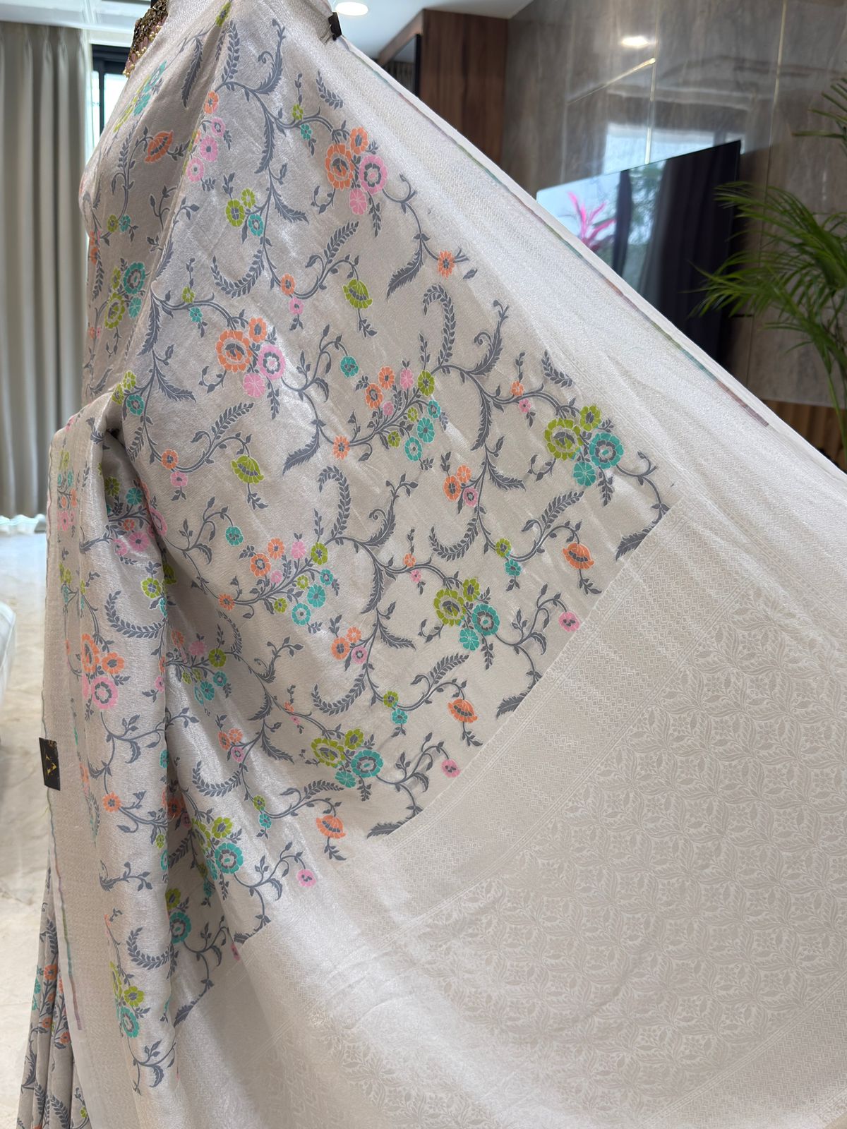 Pristine White and Silver Zari Saree