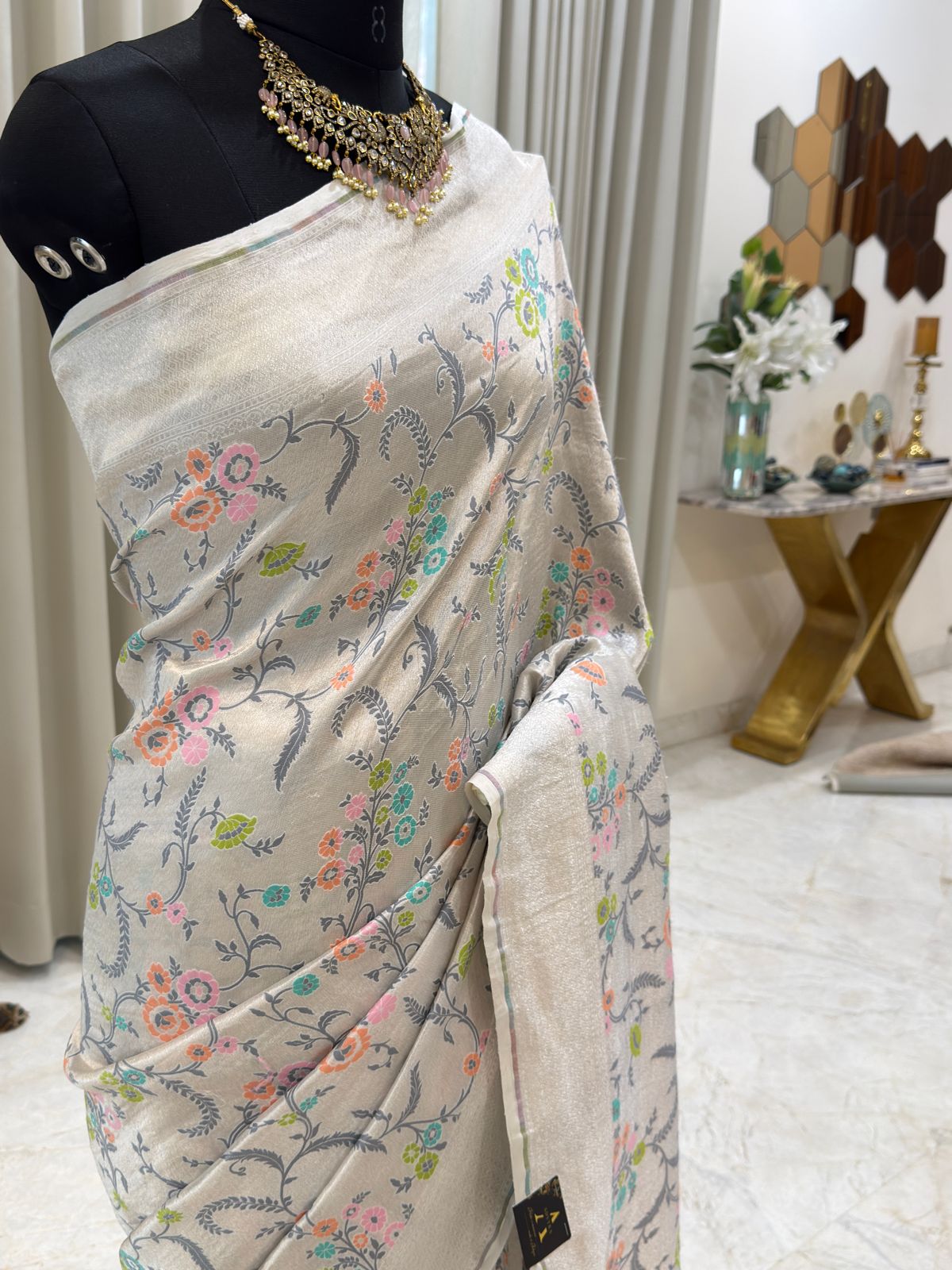 Pristine White and Silver Zari Saree