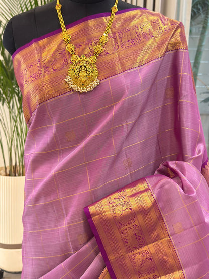 Lavender-Pink Kanjivaram Silk Saree
