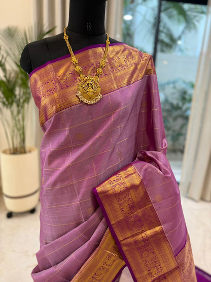 Lavender-Pink Kanjivaram Silk Saree