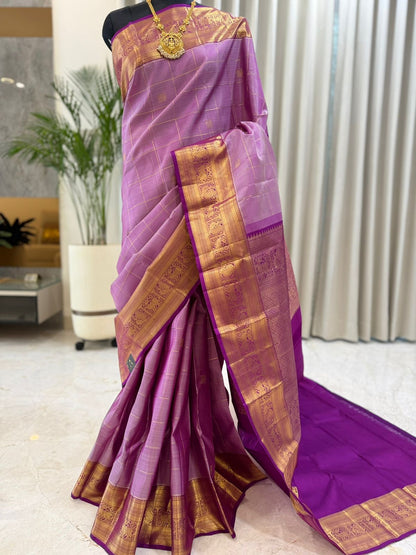 Lavender-Pink Kanjivaram Silk Saree
