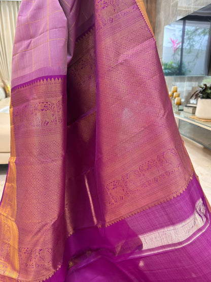 Lavender-Pink Kanjivaram Silk Saree