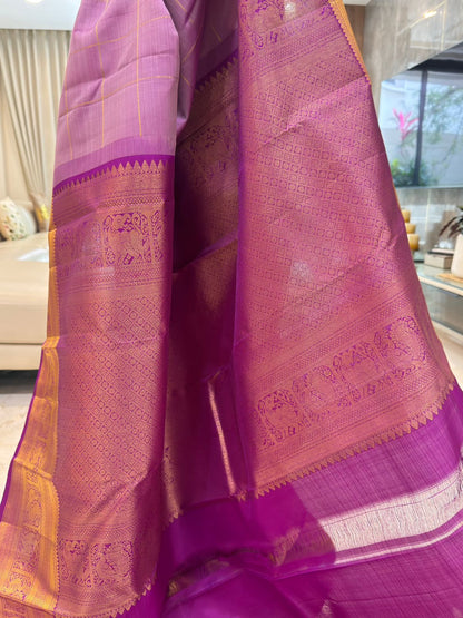 Lavender-Pink Kanjivaram Silk Saree