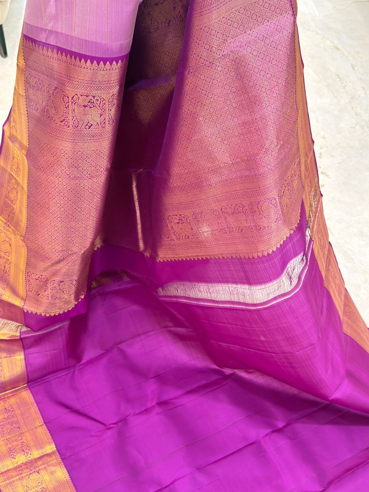 Lavender-Pink Kanjivaram Silk Saree