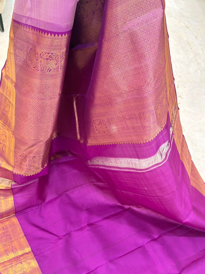 Lavender-Pink Kanjivaram Silk Saree