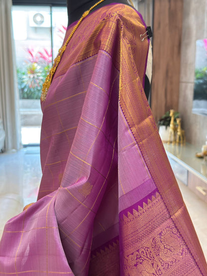Lavender-Pink Kanjivaram Silk Saree