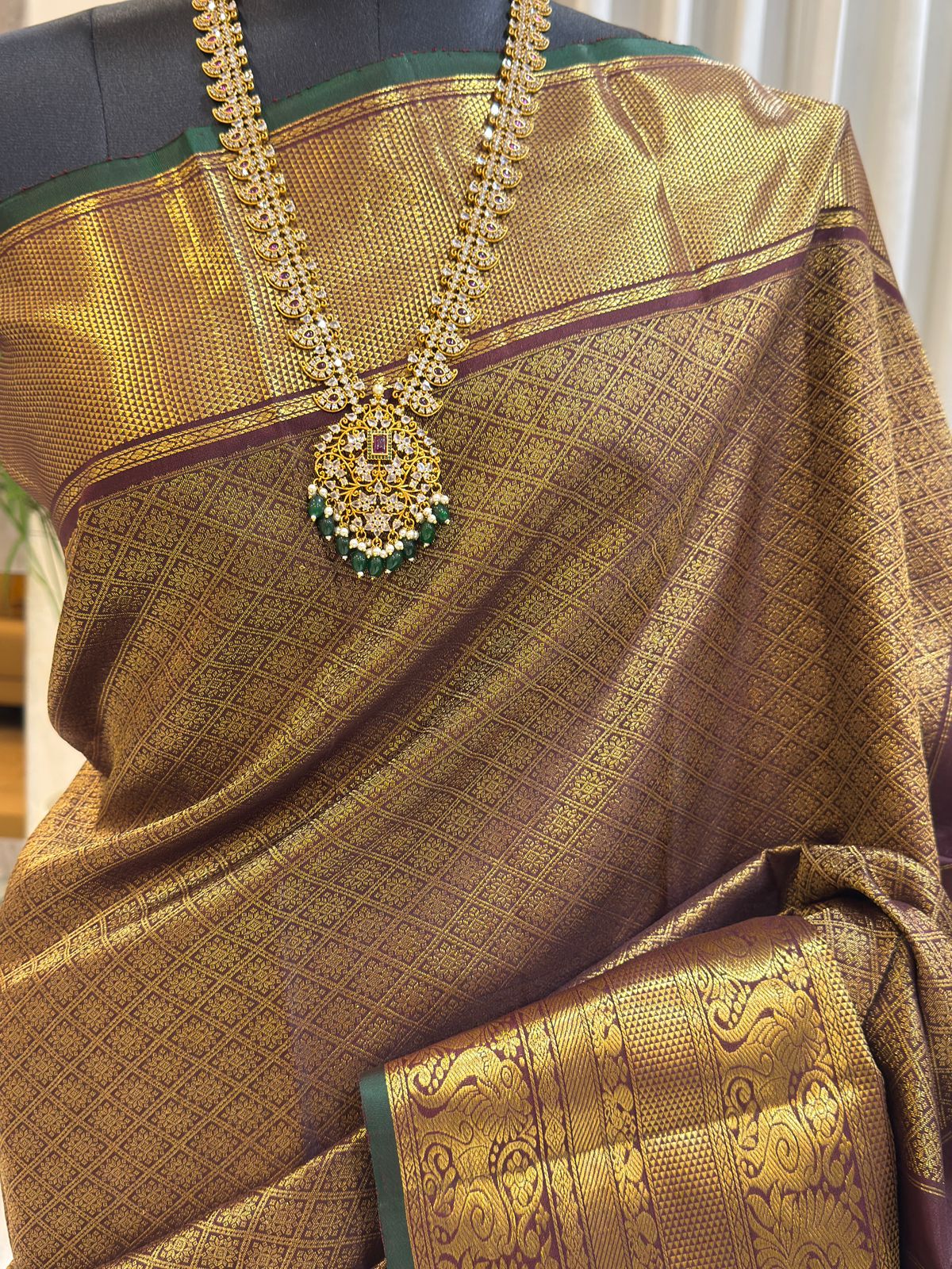 Antique Brown Kanjivaram Silk Saree