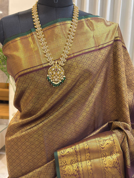 Antique Brown Kanjivaram Silk Saree