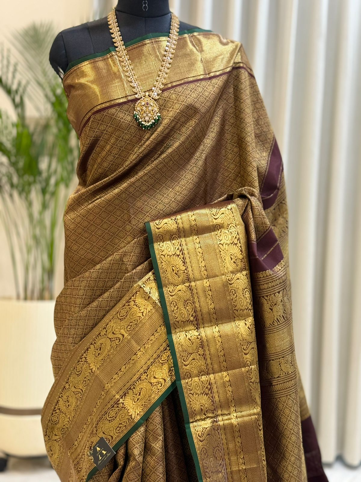 Antique Brown Kanjivaram Silk Saree