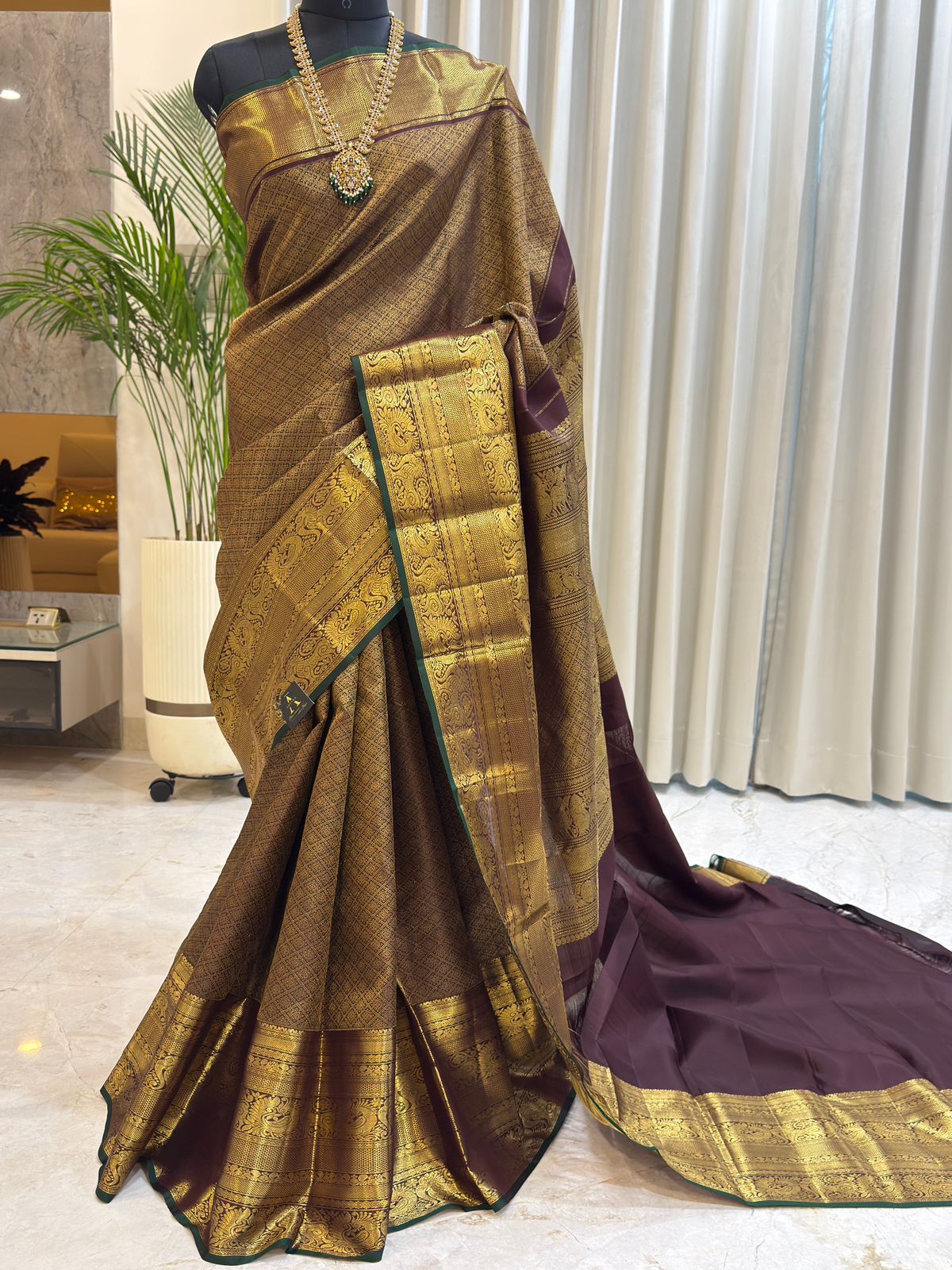Antique Brown Kanjivaram Silk Saree