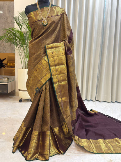 Antique Brown Kanjivaram Silk Saree