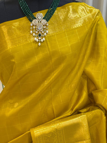 Golden Yellow Handwoven Kanjivaram Saree