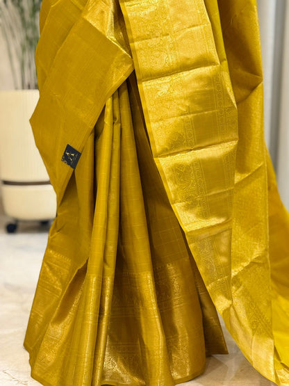 Golden Yellow Handwoven Kanjivaram Saree