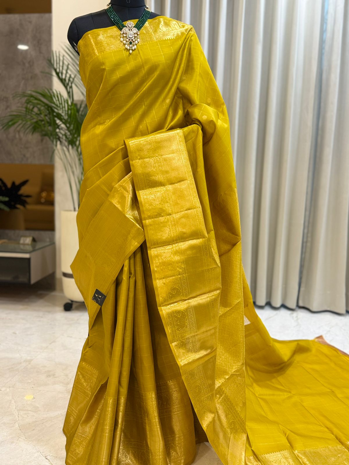 Golden Yellow Handwoven Kanjivaram Saree