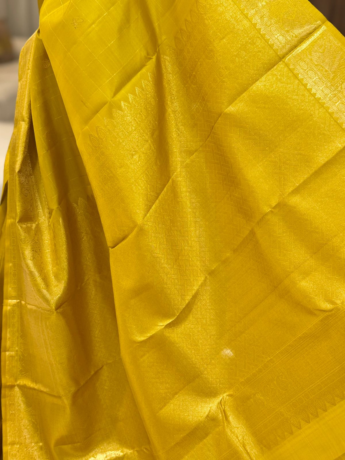 Golden Yellow Handwoven Kanjivaram Saree