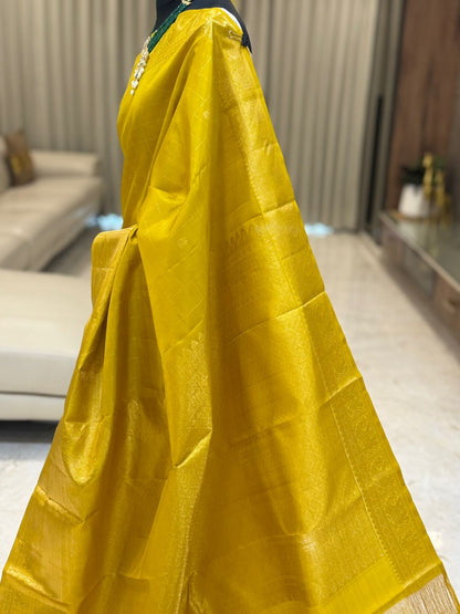 Golden Yellow Handwoven Kanjivaram Saree