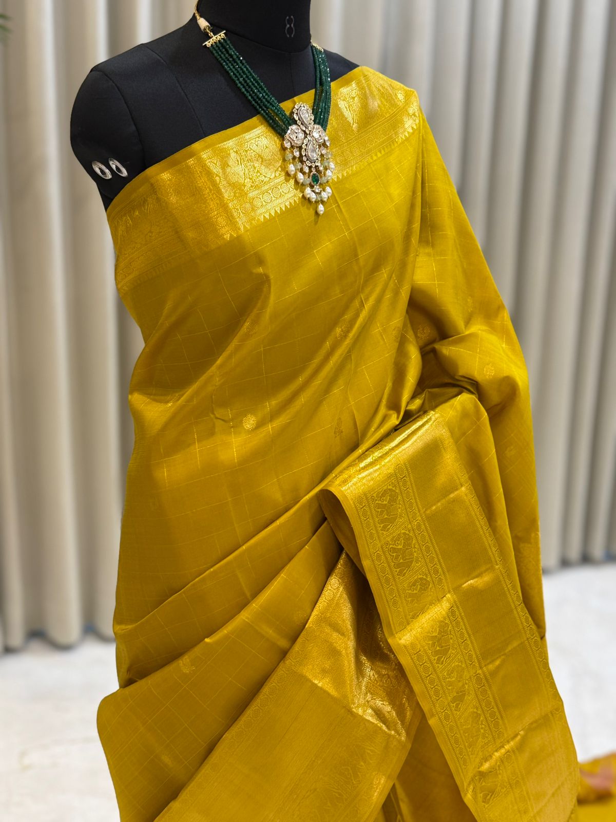 Golden Yellow Handwoven Kanjivaram Saree