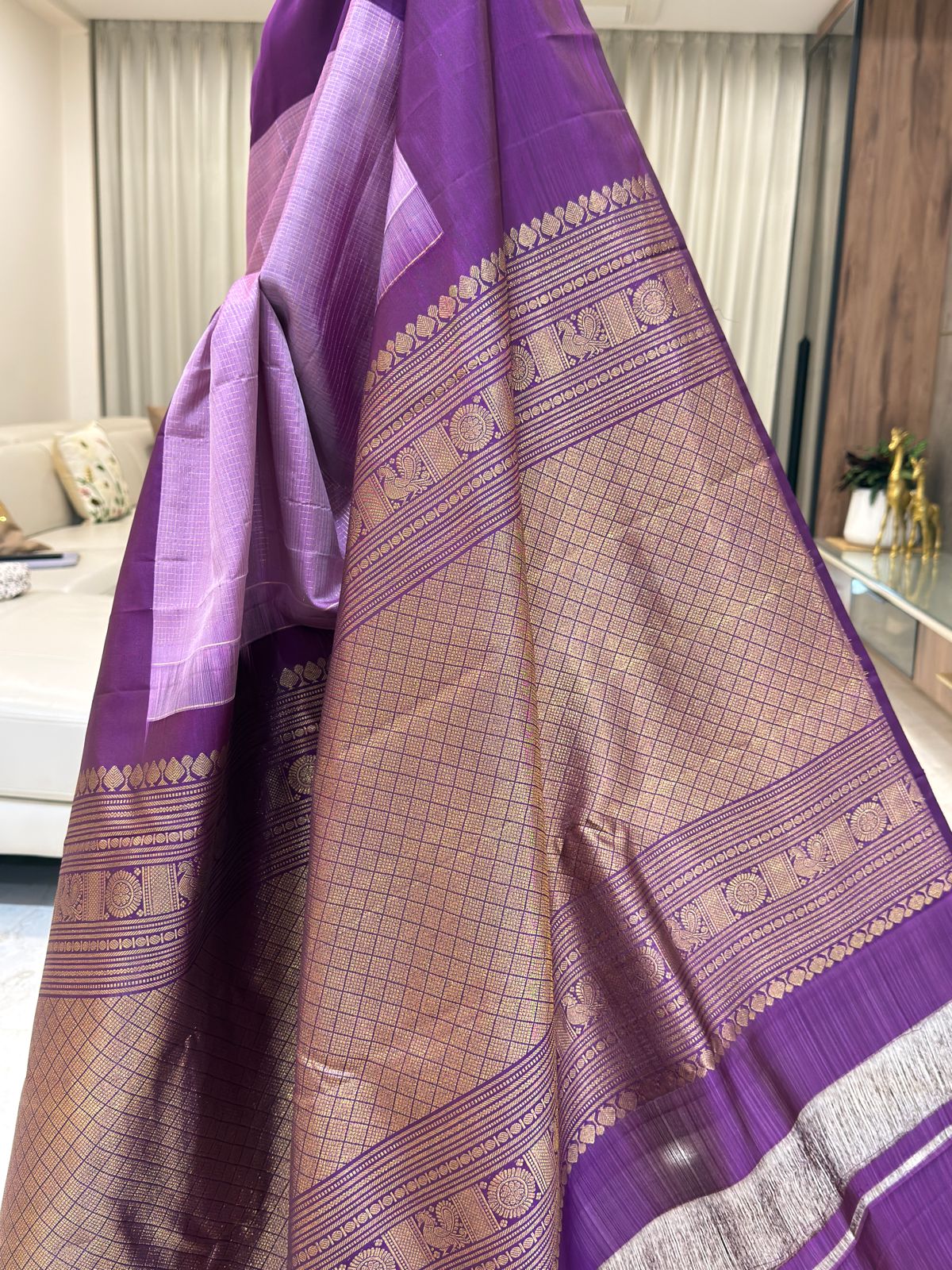 Purple-Lilac Kanjivaram Silk Saree