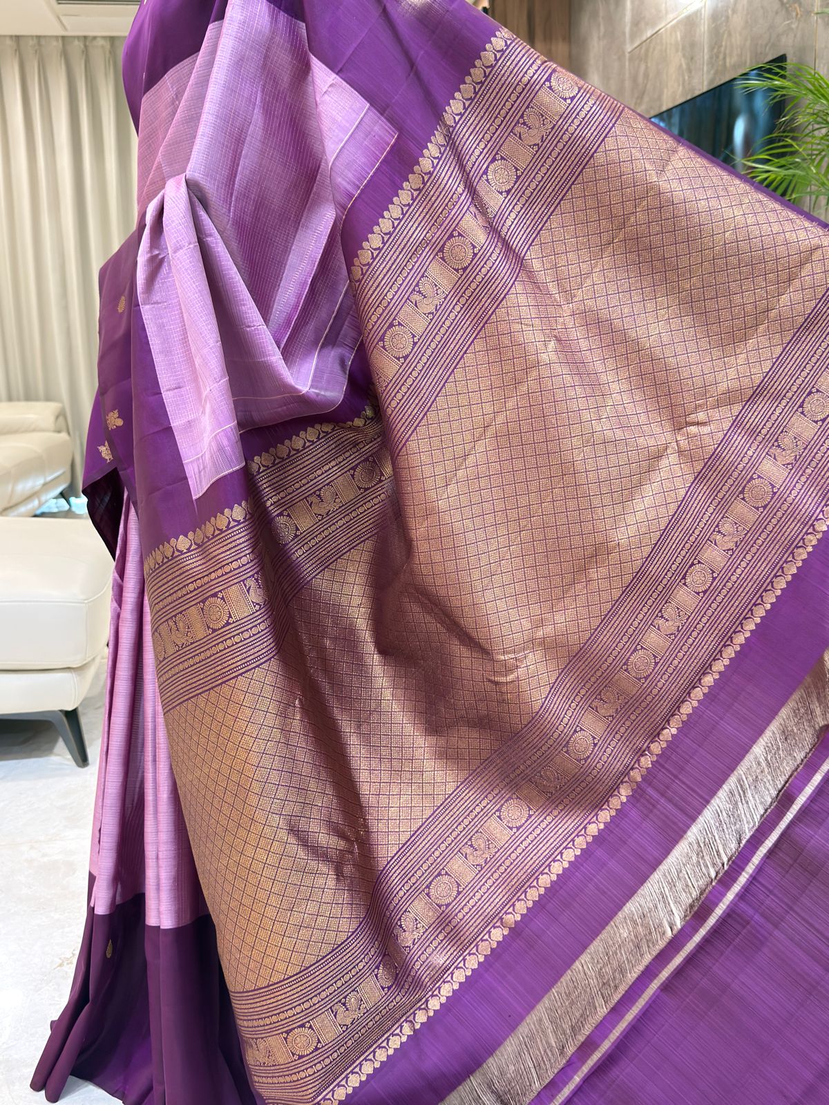 Purple-Lilac Kanjivaram Silk Saree