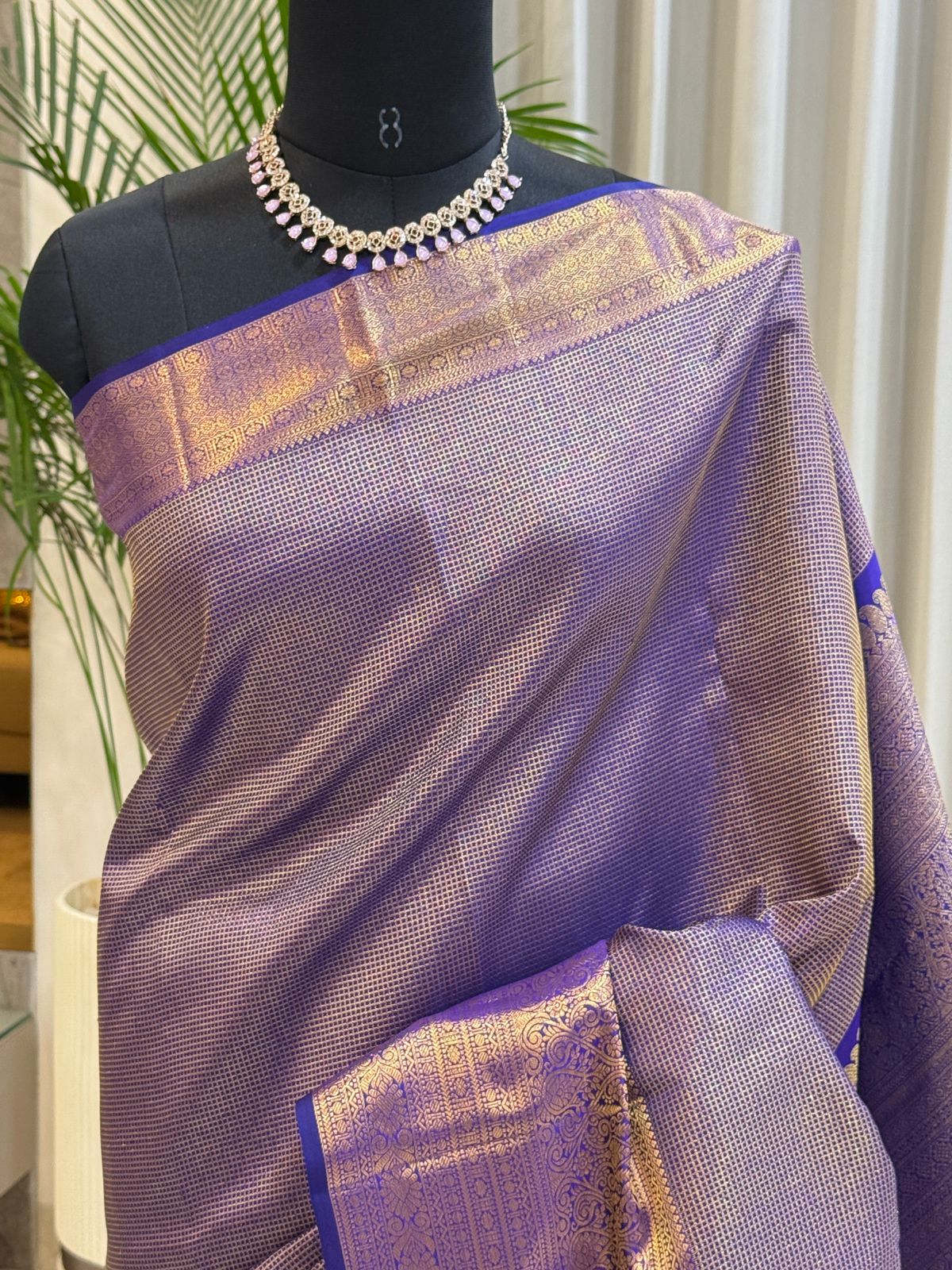 Violet-Royal Blue Kanjivaram Silk Saree