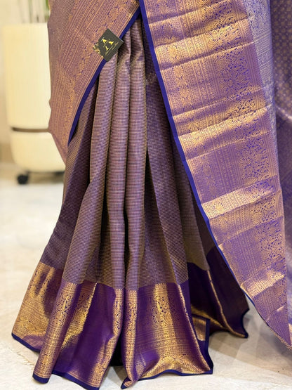 Violet-Royal Blue Kanjivaram Silk Saree