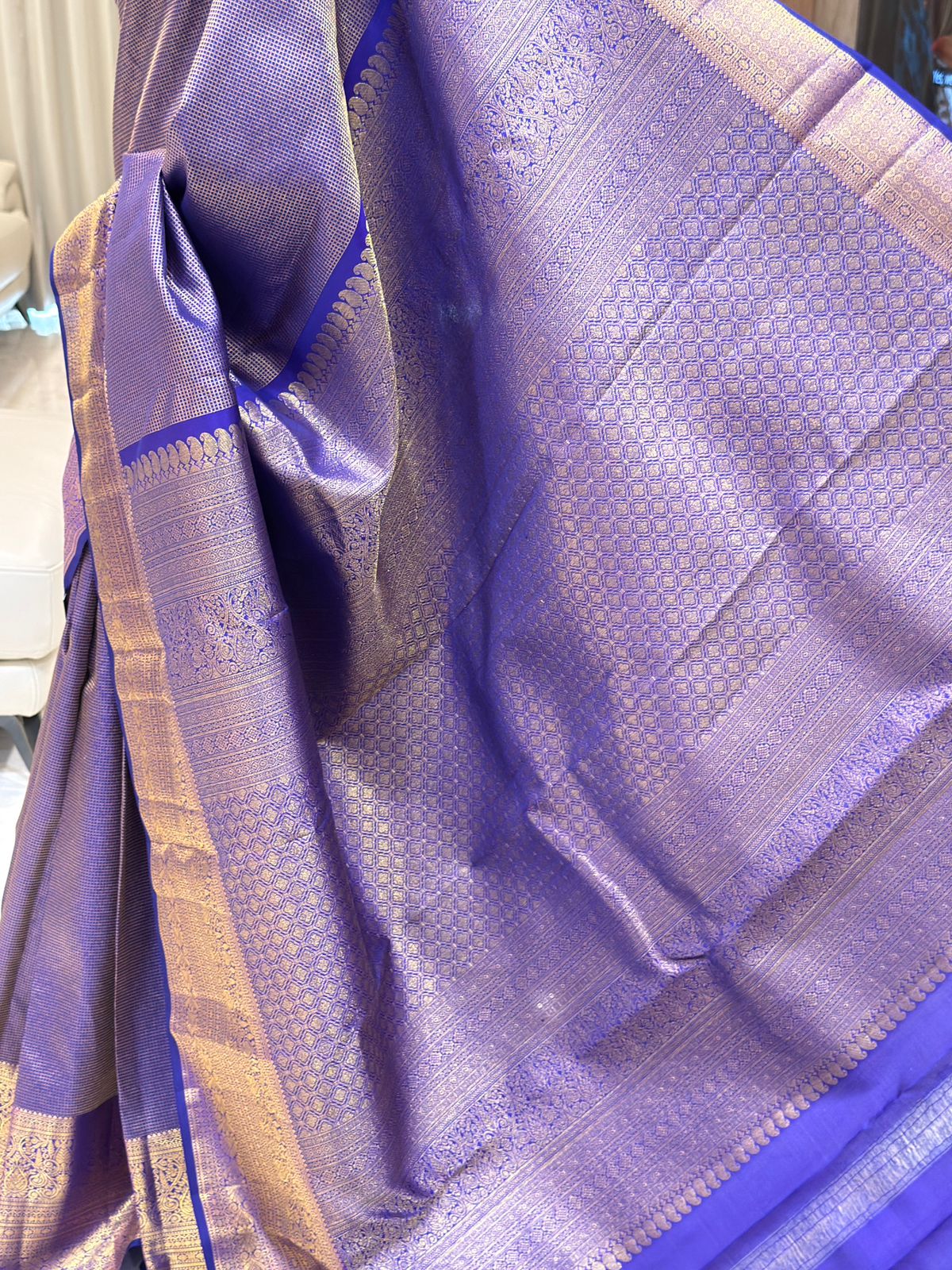 Violet-Royal Blue Kanjivaram Silk Saree