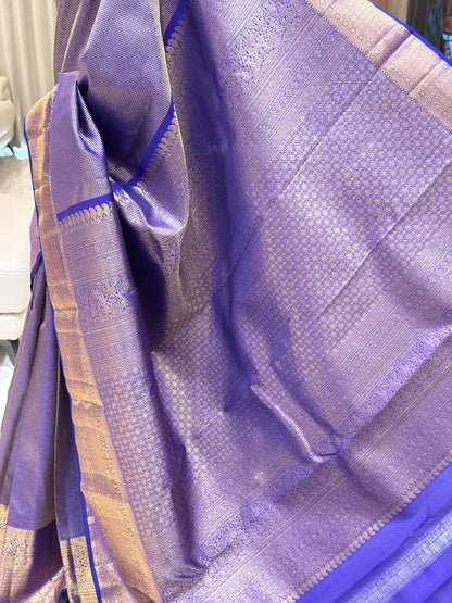 Violet-Royal Blue Kanjivaram Silk Saree