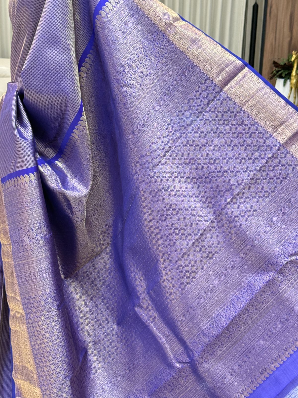 Violet-Royal Blue Kanjivaram Silk Saree