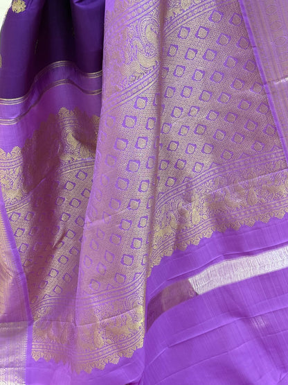 Violet Lilac Kanjivaram Silk Saree