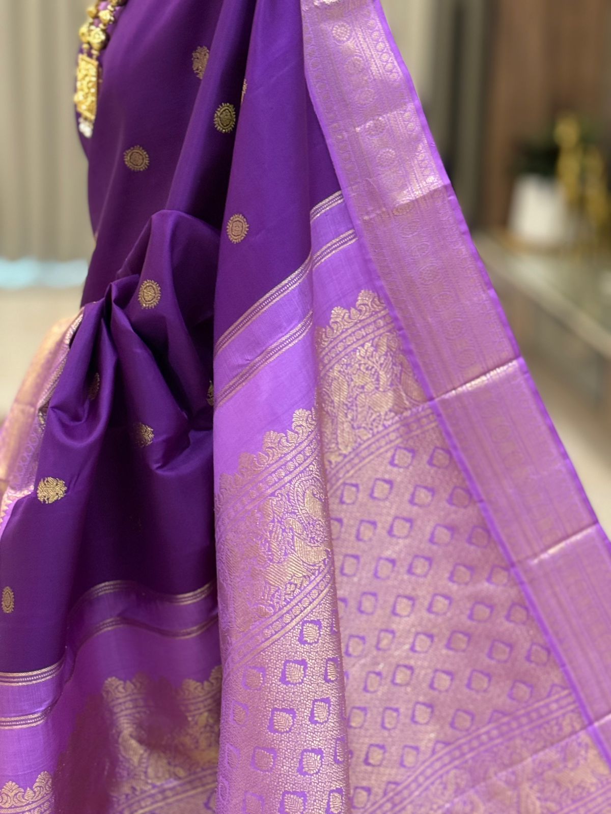 Violet Lilac Kanjivaram Silk Saree