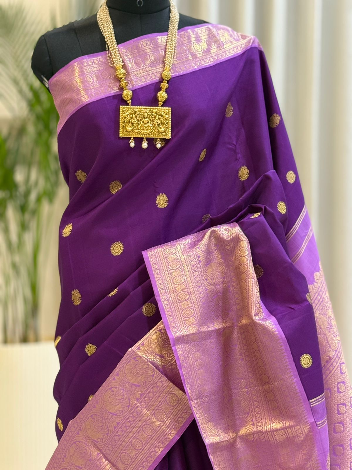 Violet Lilac Kanjivaram Silk Saree