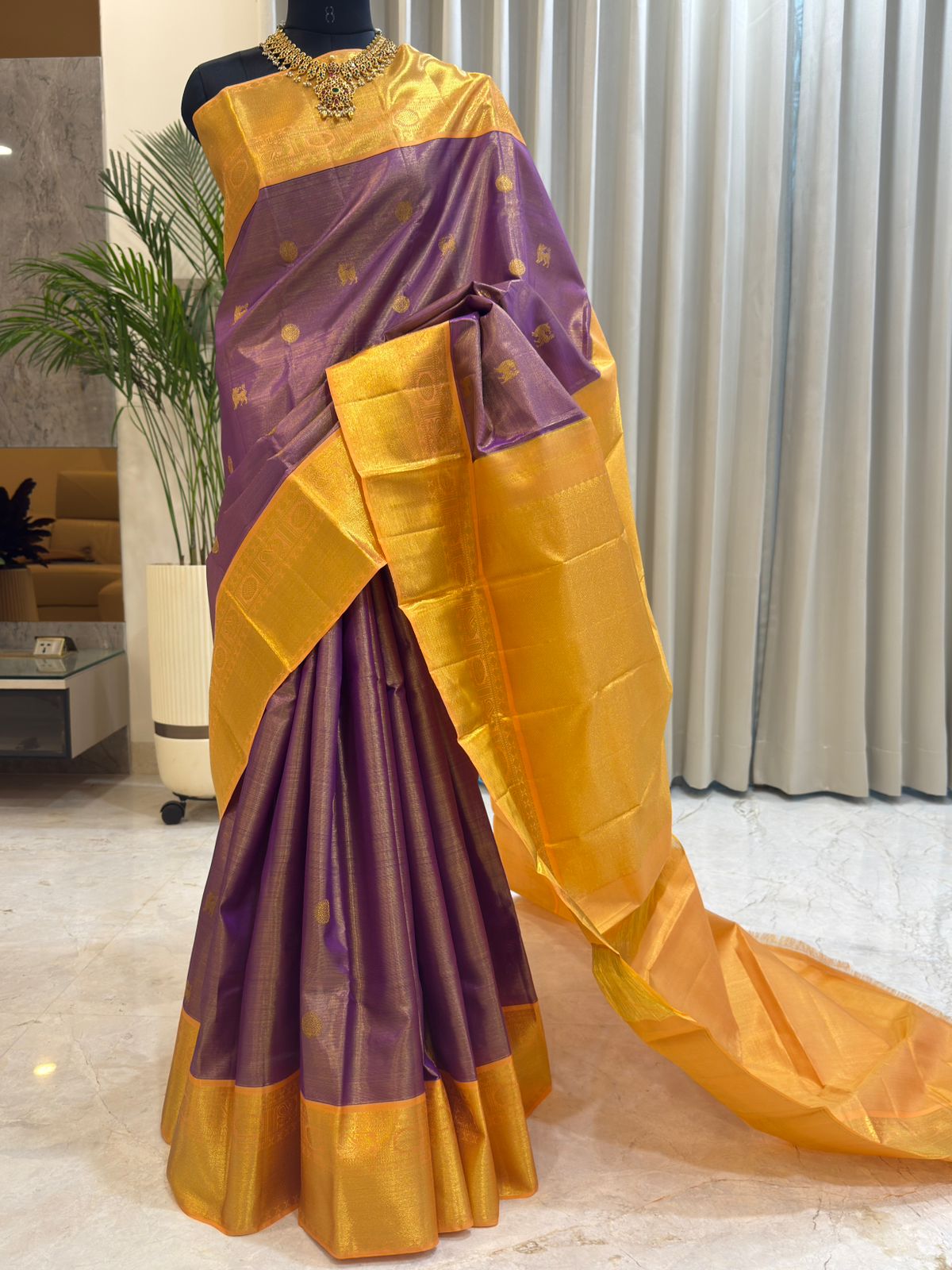 Purple with Gold Zari Kanjivaram