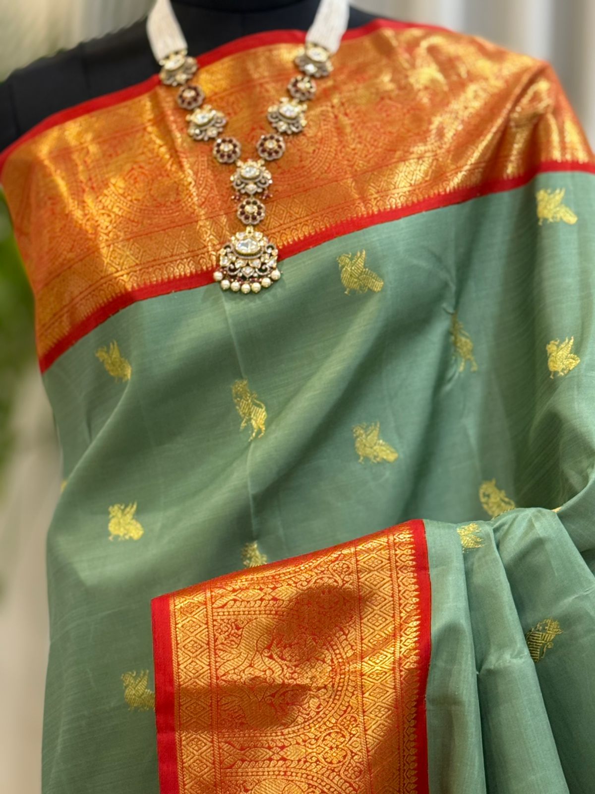 Teal Handwoven Pure Silk Kanjivaram