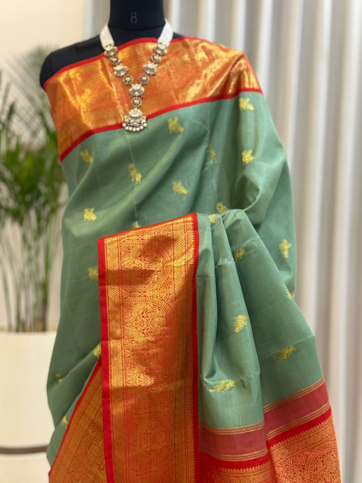 Teal Handwoven Pure Silk Kanjivaram