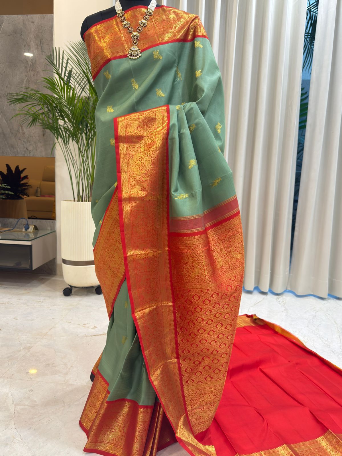 Teal Handwoven Pure Silk Kanjivaram