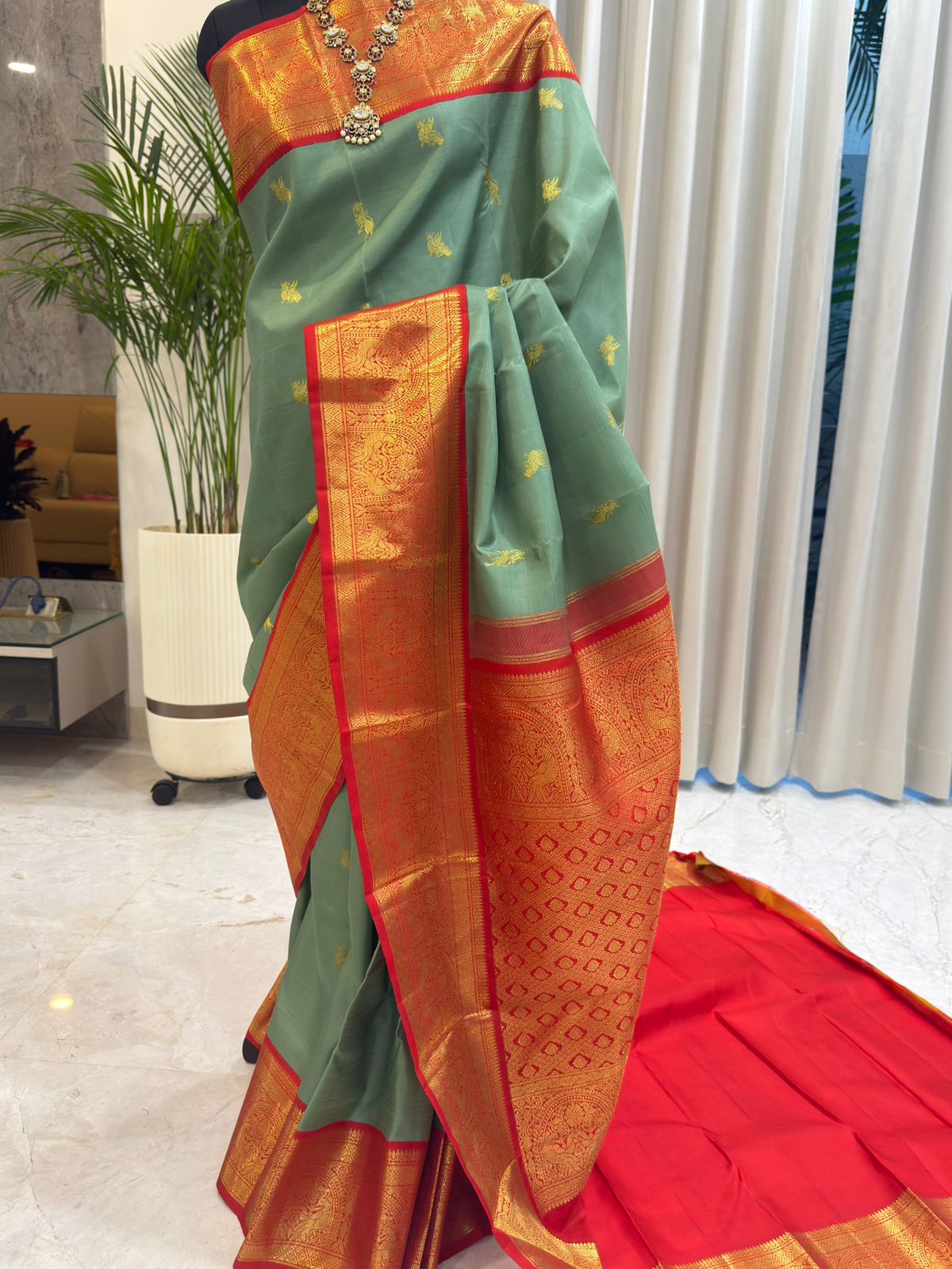 Teal Handwoven Pure Silk Kanjivaram