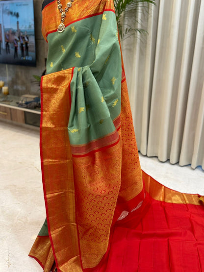 Teal Handwoven Pure Silk Kanjivaram