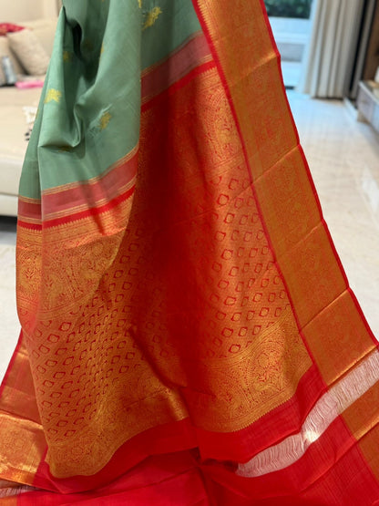 Teal Handwoven Pure Silk Kanjivaram
