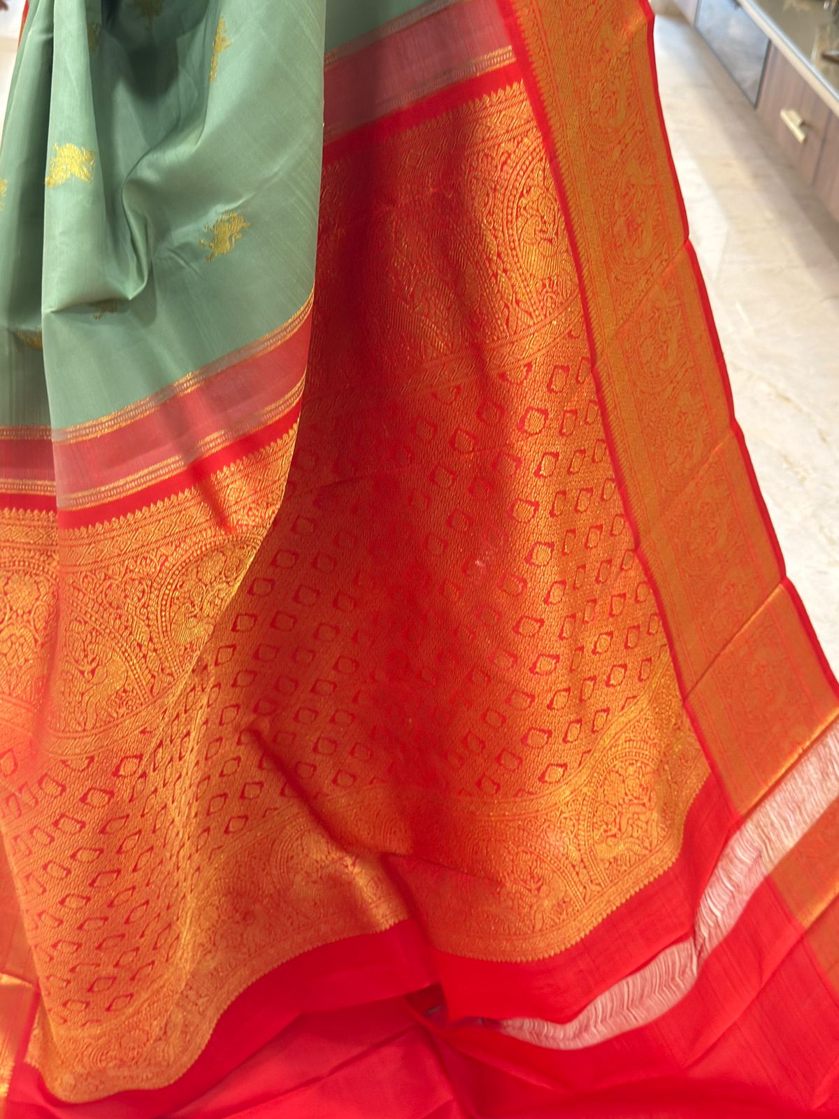 Teal Handwoven Pure Silk Kanjivaram