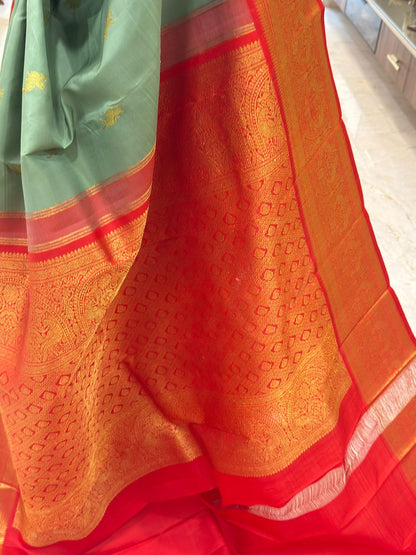 Teal Handwoven Pure Silk Kanjivaram