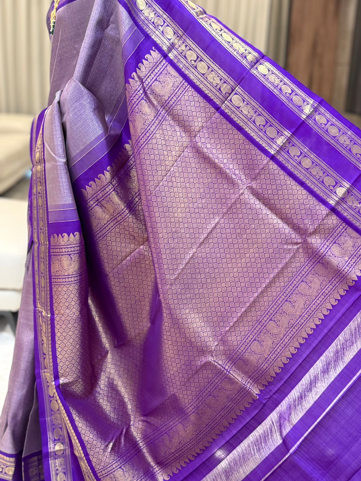 Paisley Zari Lavender Silk Elegance