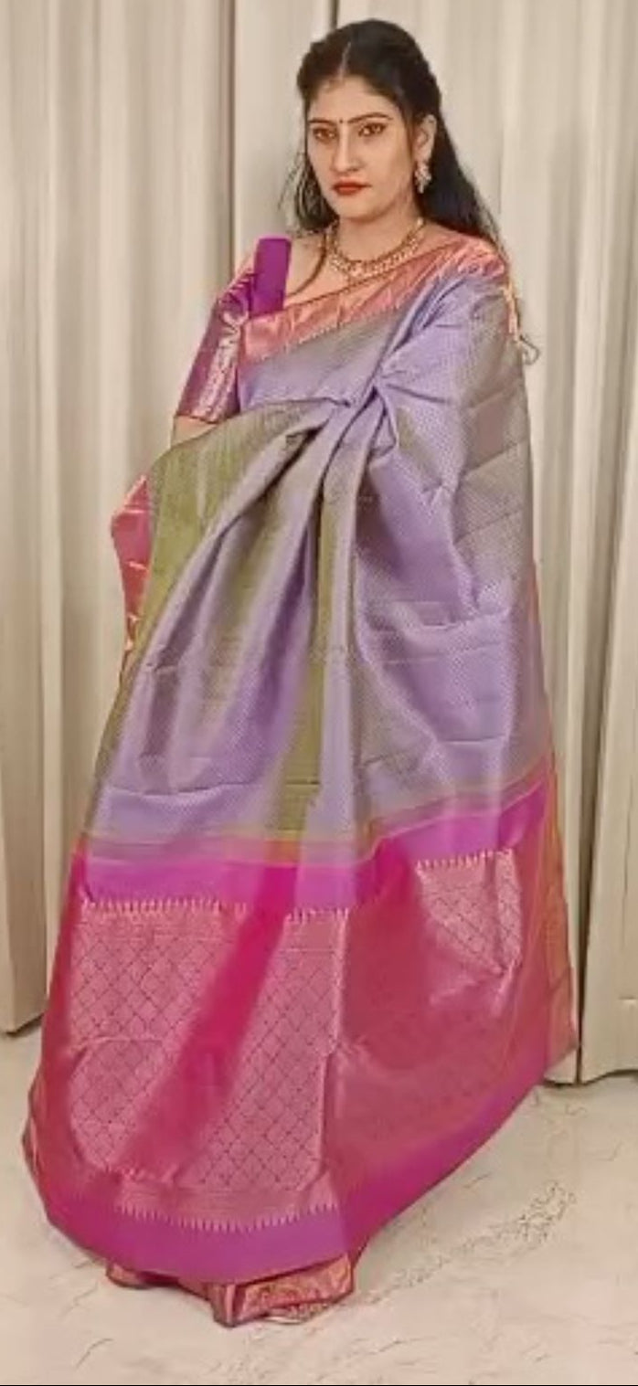 Lavender Rose Kanjivaram Silk