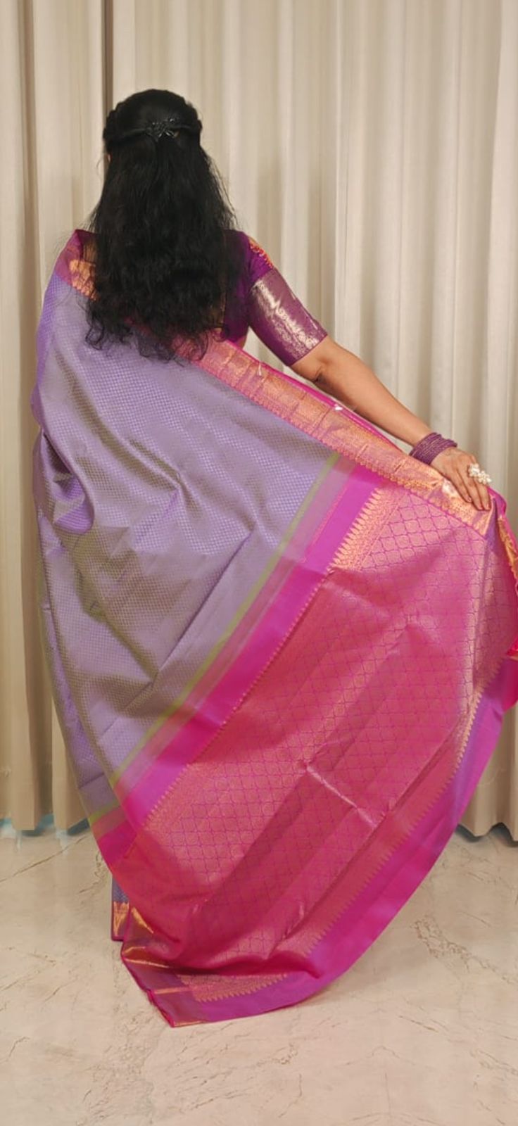 Lavender Rose Kanjivaram Silk