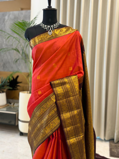 Coral Maroon Kanjivaram