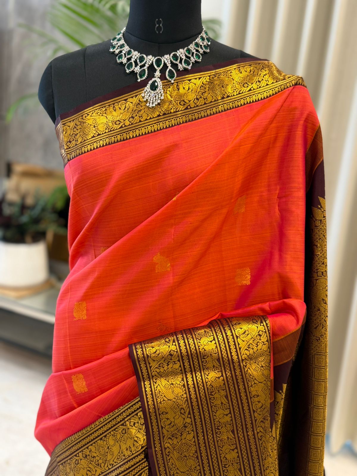Coral Maroon Kanjivaram