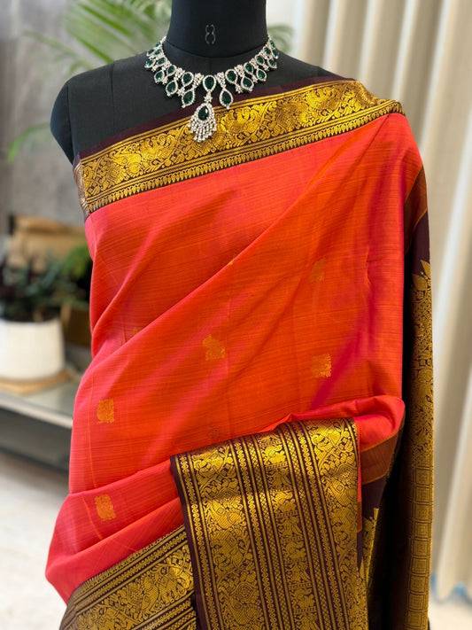 Coral Maroon Kanjivaram