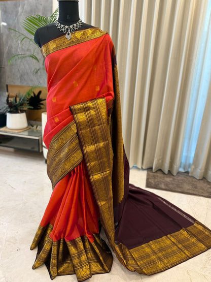 Coral Maroon Kanjivaram