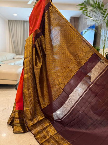 Coral Maroon Kanjivaram